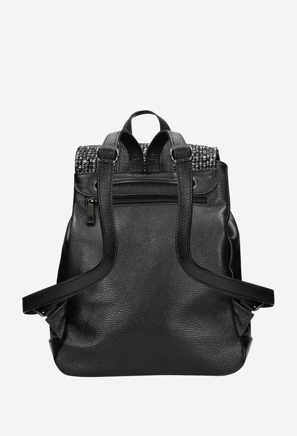 Czarno-biały plecak damski ze skóry licowej i materiału z limitowanej edycji  80073-81 Widok 4