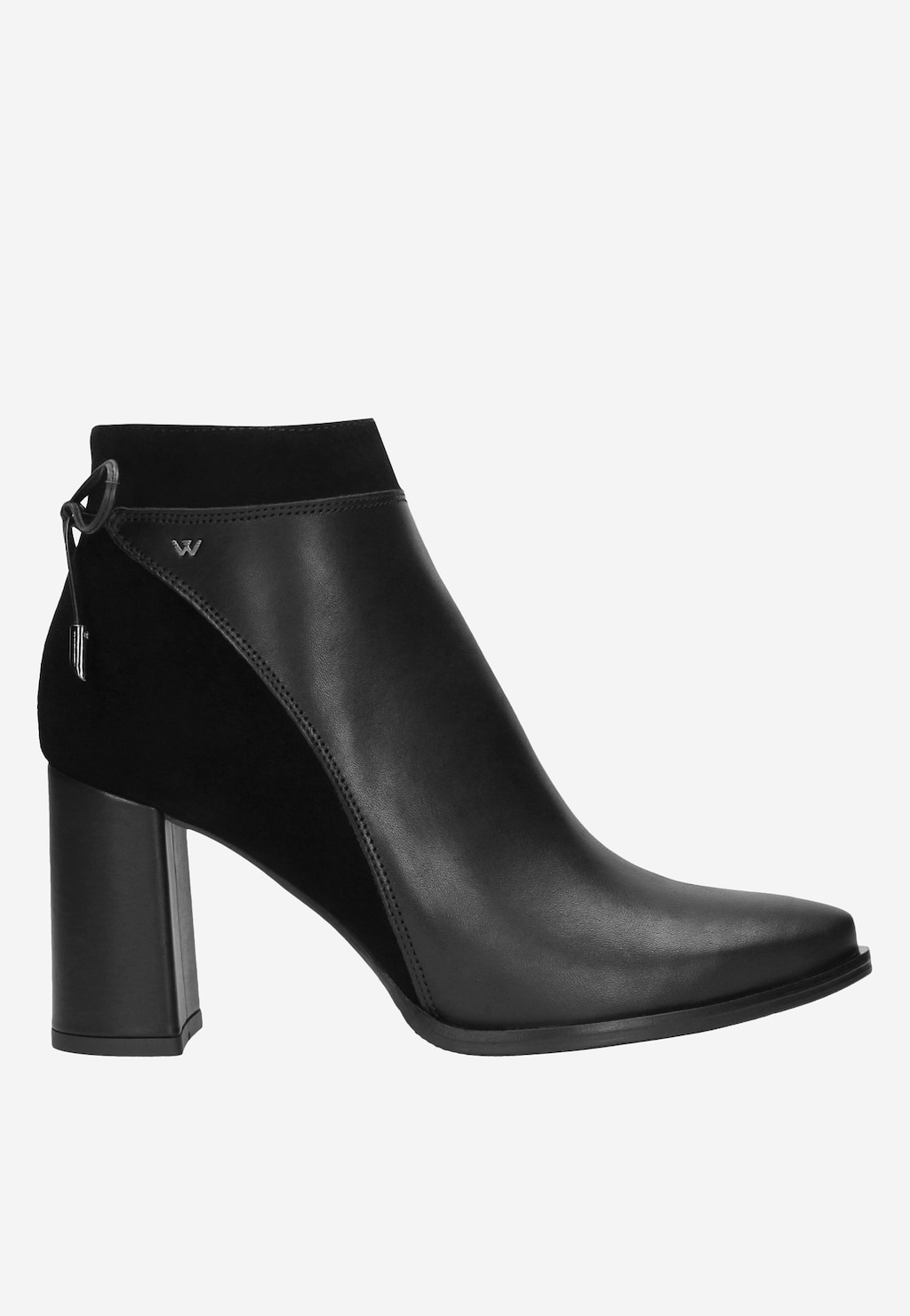 Botine elegante de damă cu toc înalt din piele granulată și catifea 55074-71 Widok 1