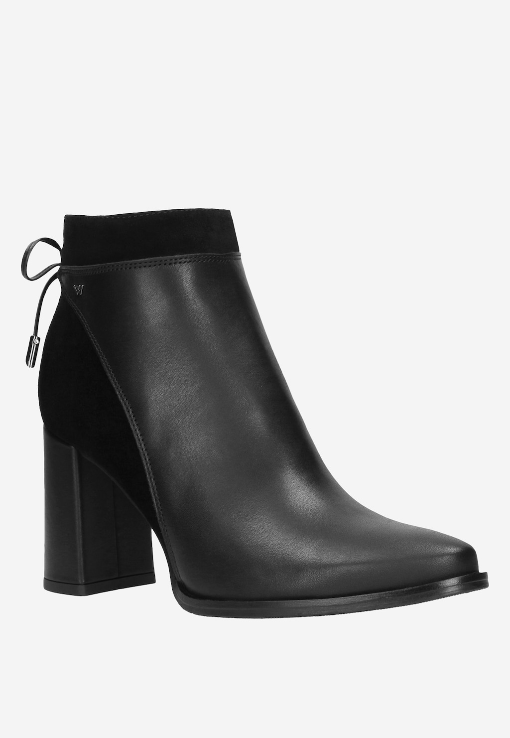 Botine elegante de damă cu toc înalt din piele granulată și catifea 55074-71 Widok 2