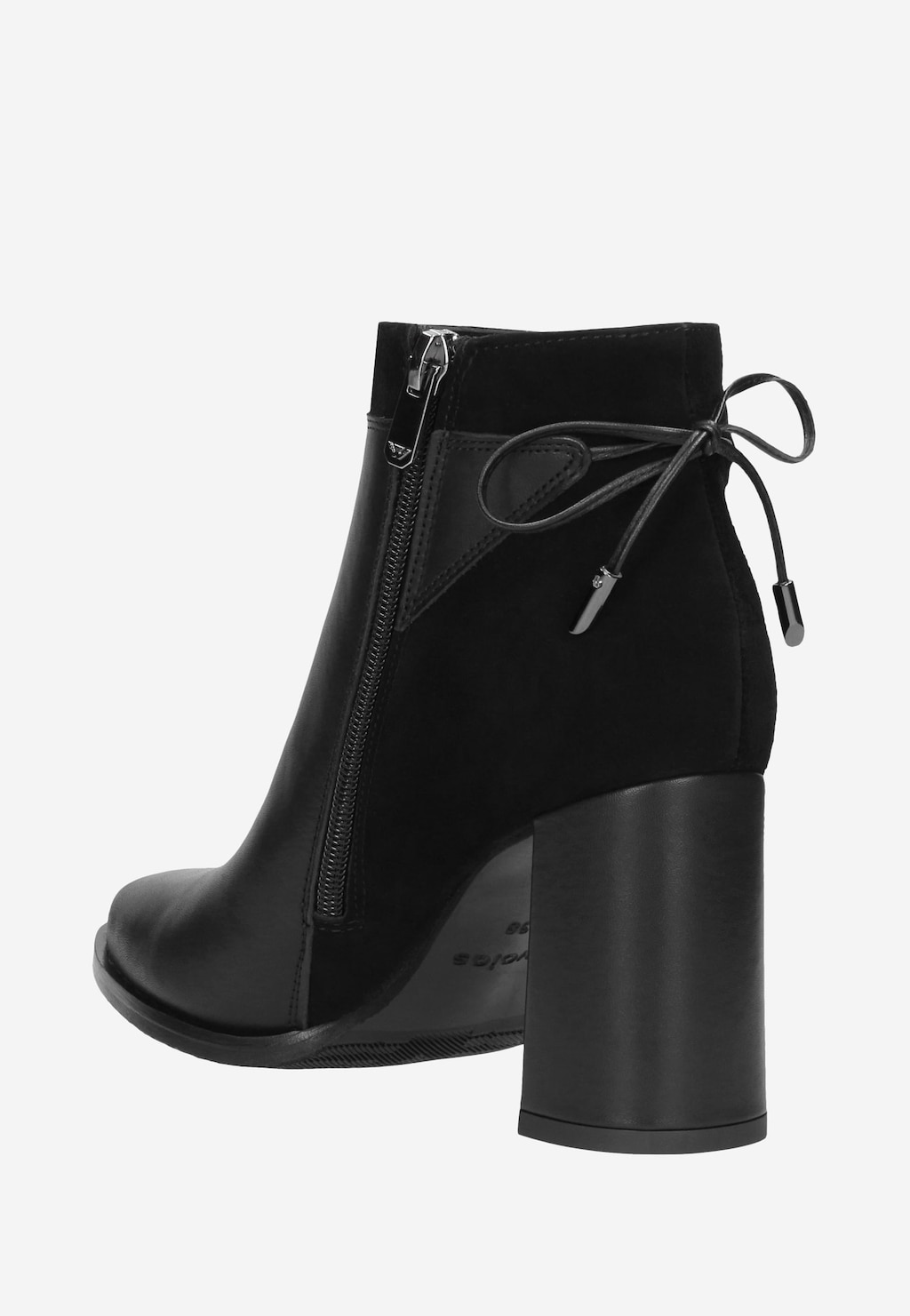 Botine elegante de damă cu toc înalt din piele granulată și catifea 55074-71 Widok 3