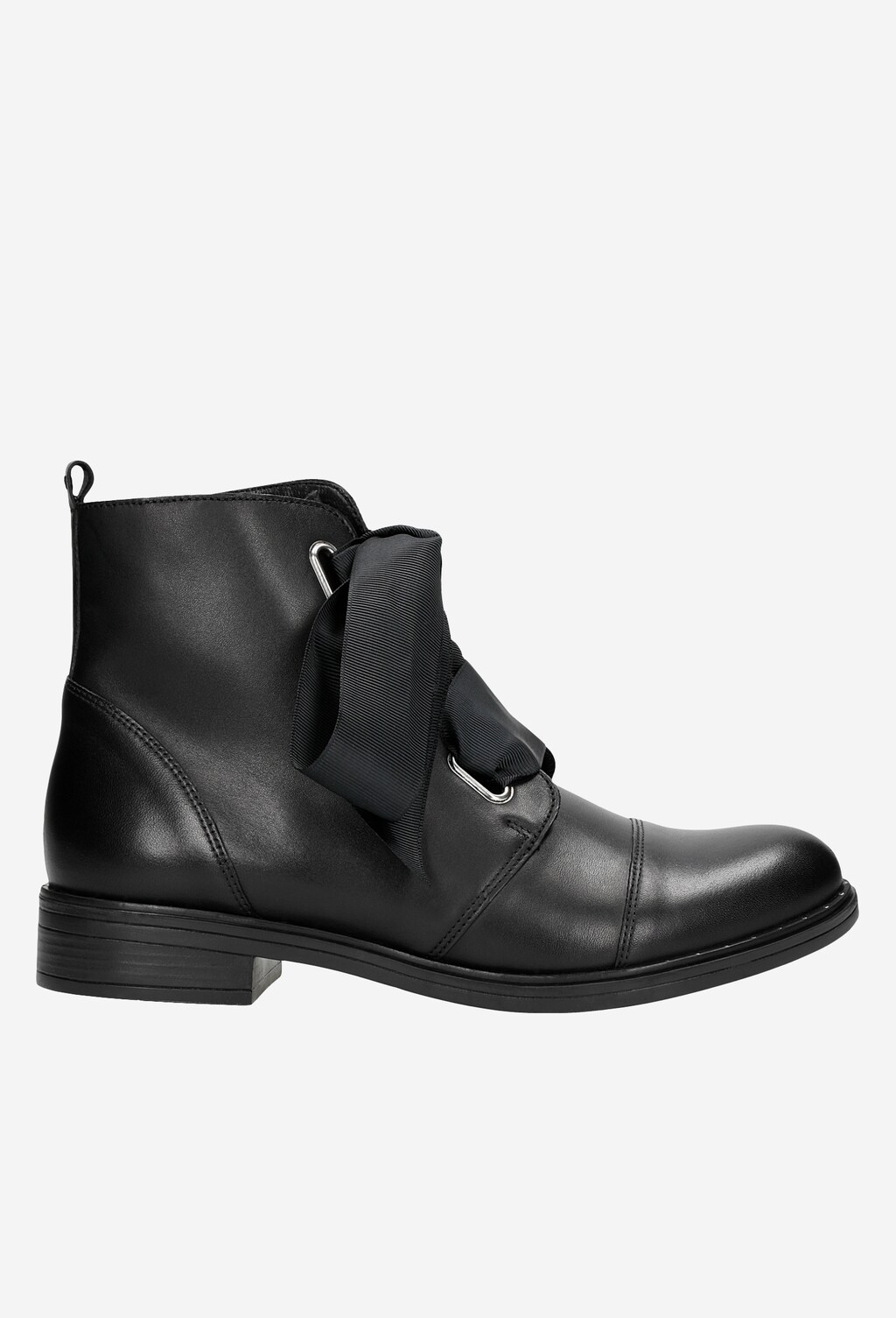 Kožené členkové čižmy s efektnou čiernou mašľou 64019-51 Widok 2