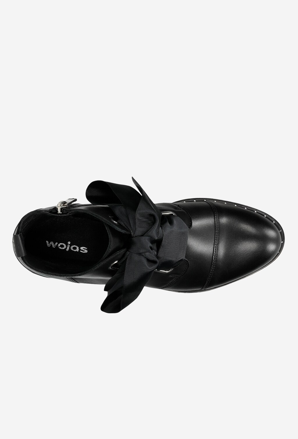 Kožené členkové čižmy s efektnou čiernou mašľou 64019-51 Widok 5