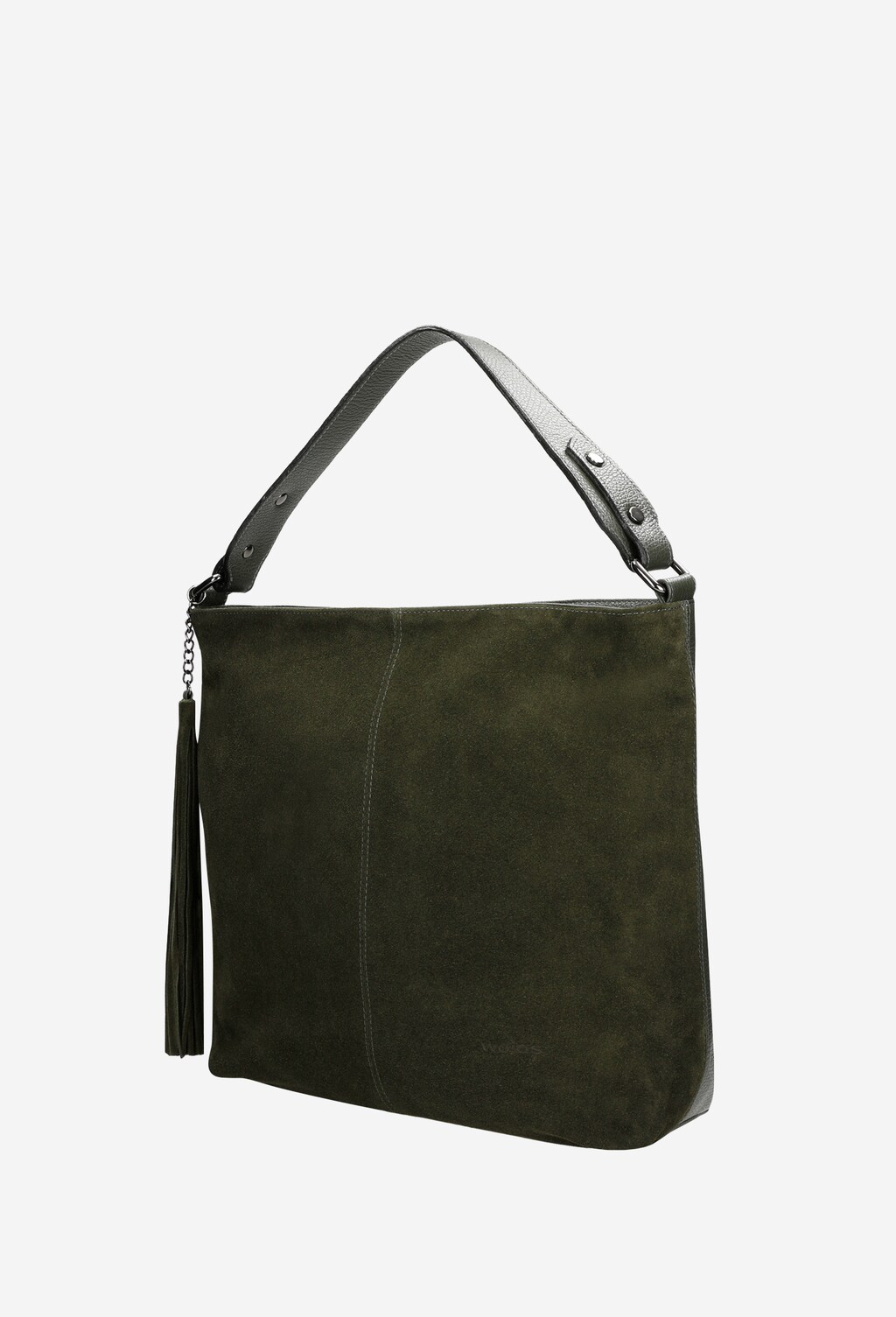 Duża zielona torebka damska ze skóry licowej i dwoiny welurowej 80090-77 Widok 2