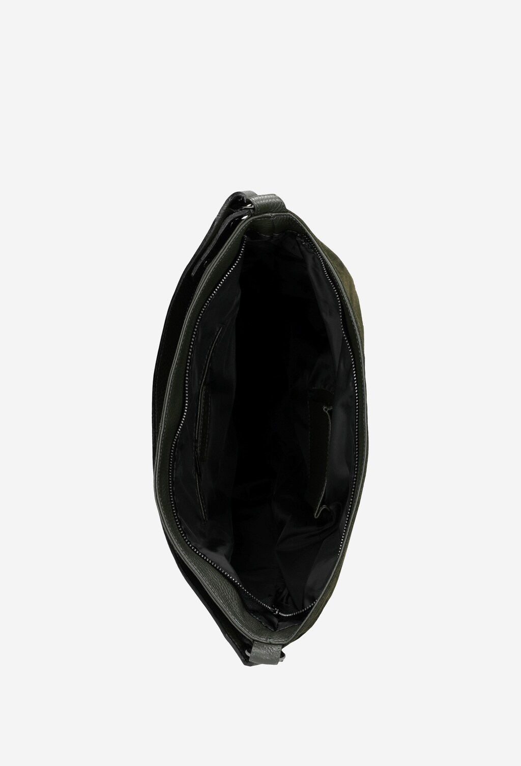 Duża zielona torebka damska ze skóry licowej i dwoiny welurowej 80090-77 Widok 4