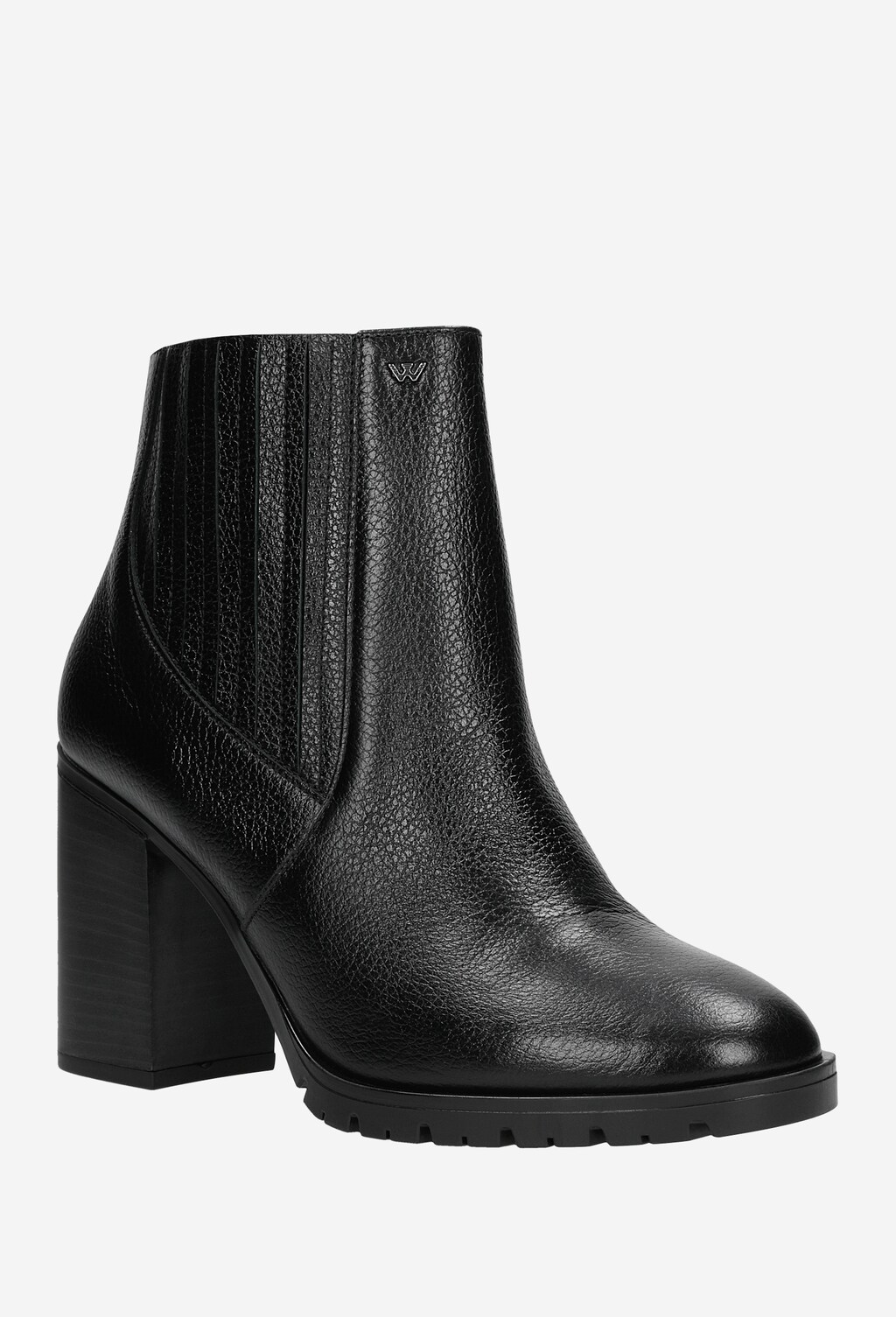 Štýlové čierne členkové čižmy na širokom podpätku 55087-51 Widok 3