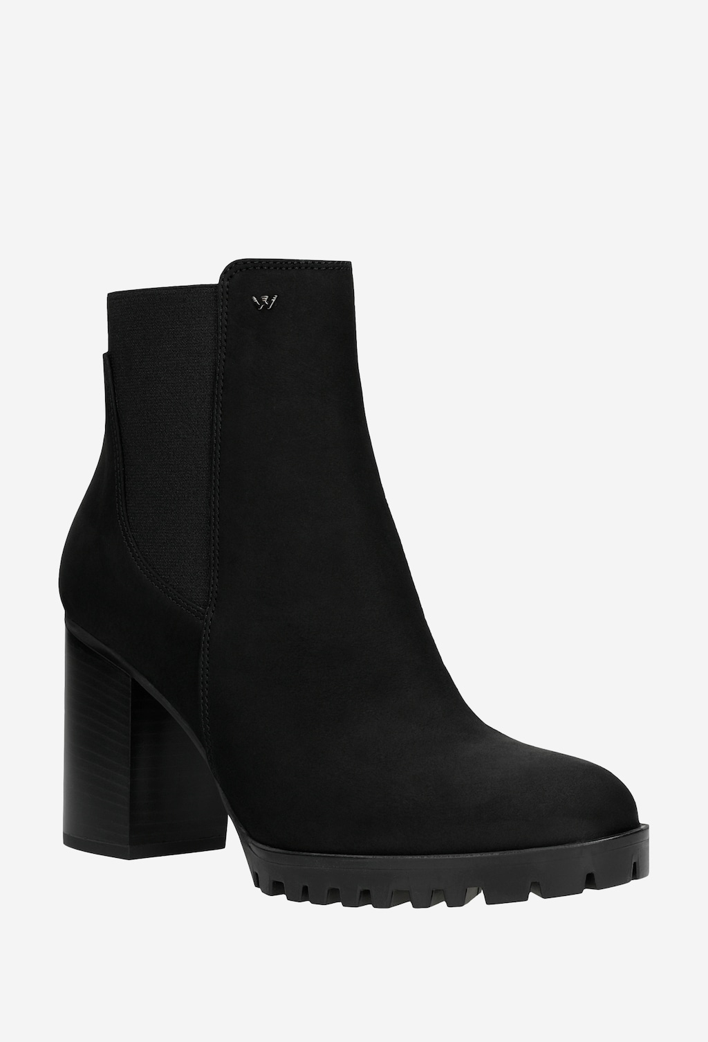 Členkové čižmy na opätku z čiernej nubuk kože 55095-81 Widok 3