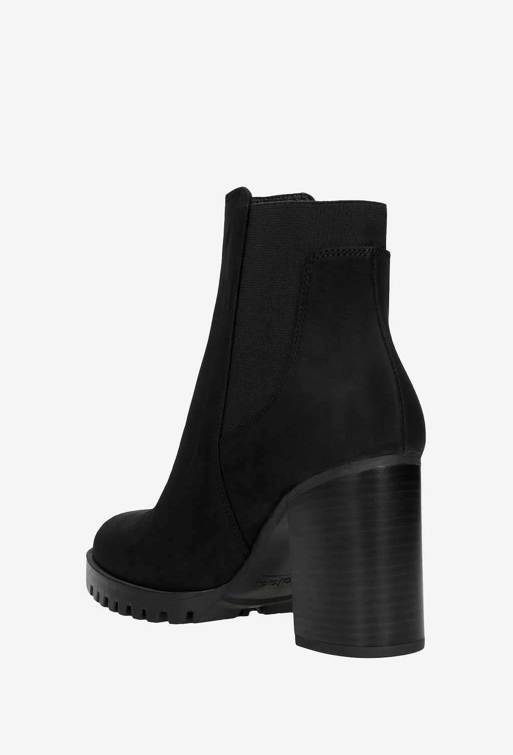 Členkové čižmy na opätku z čiernej nubuk kože 55095-81 Widok 4