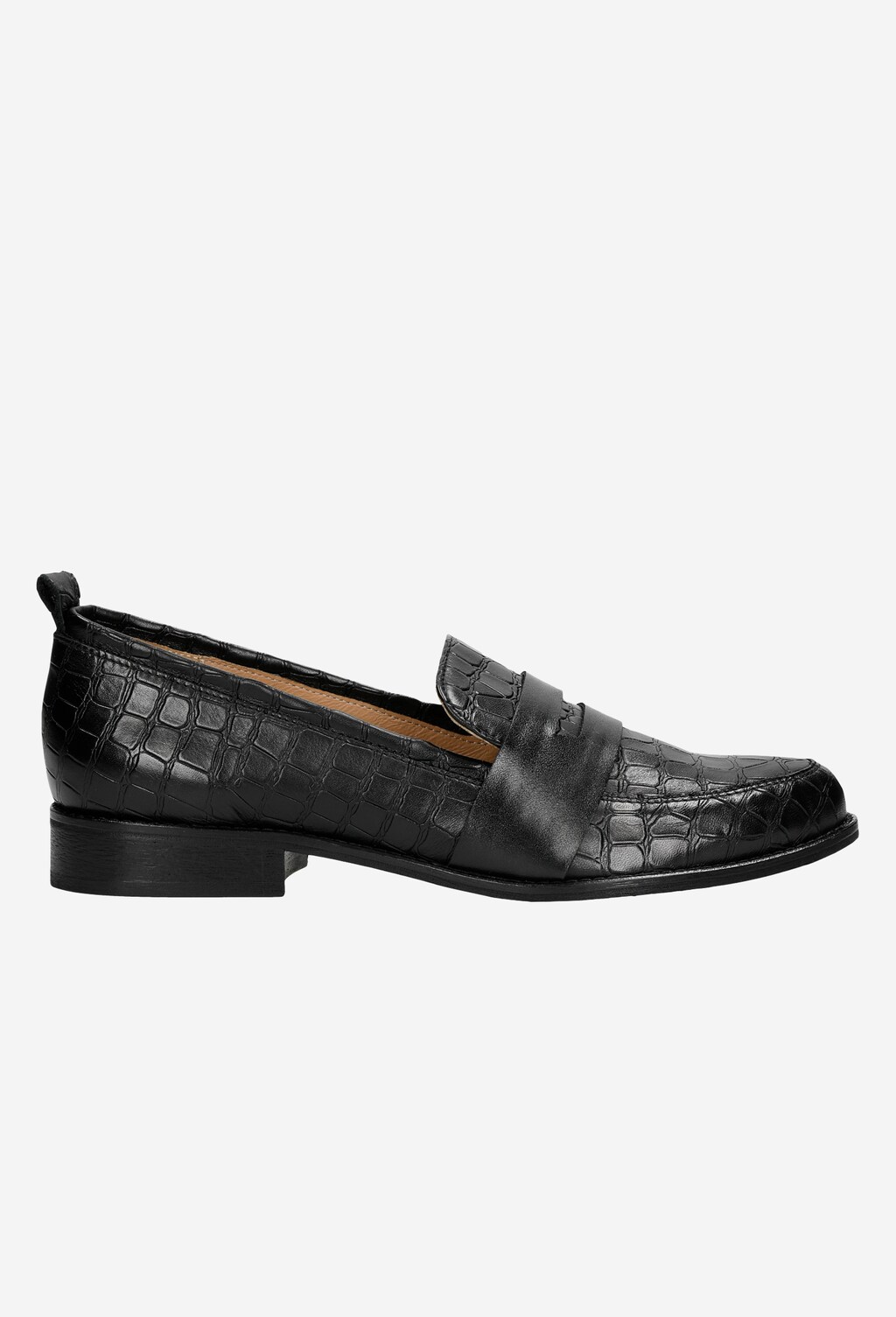Černé mokasíny dámské s imitací krokodýlí kůže 46004-51 Widok 2