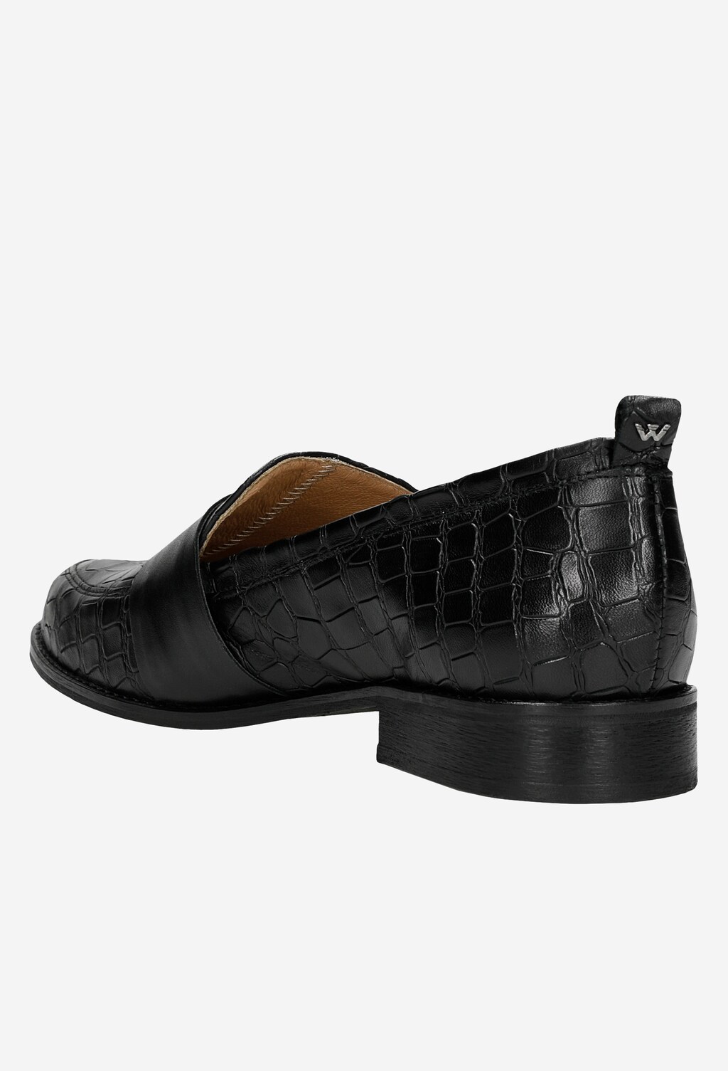 Černé mokasíny dámské s imitací krokodýlí kůže 46004-51 Widok 4
