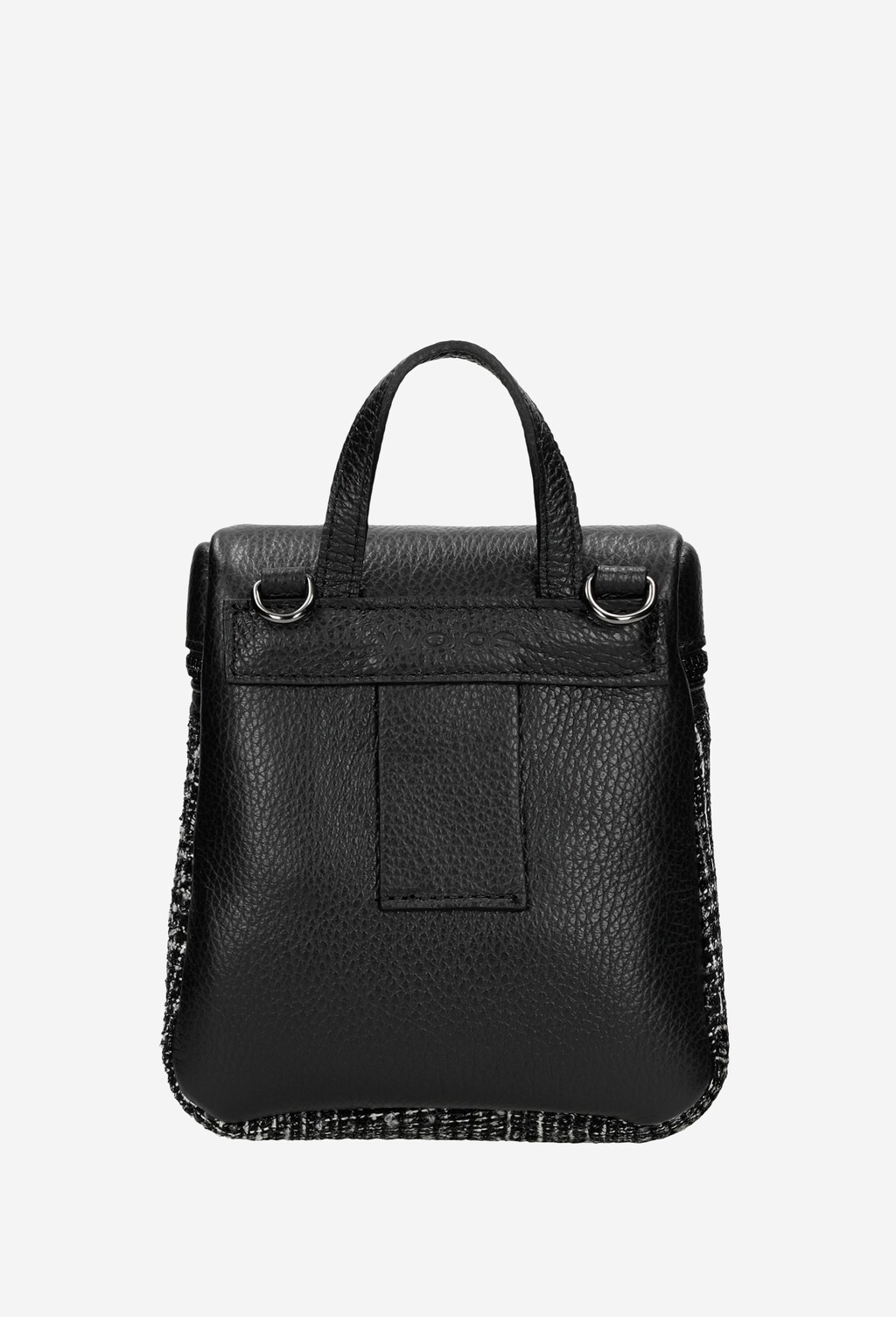 Czarno-biała saszetka damska z połączenia skóry licowej i materiału 80088-81 Widok 4