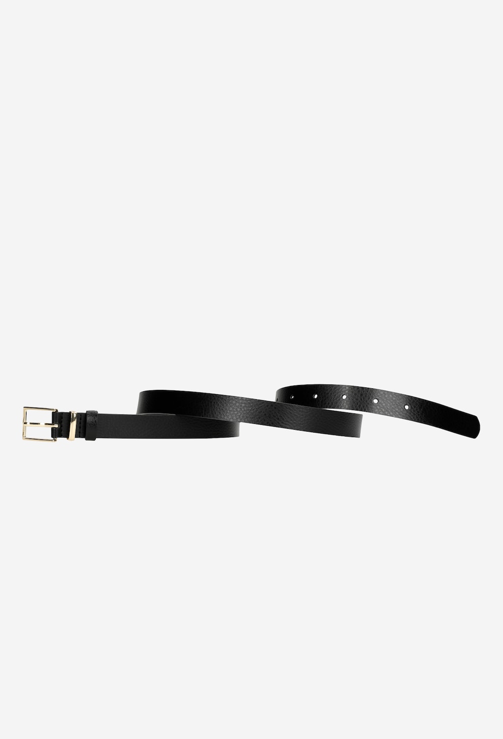 Elegancki czarny pasek damski Wojas model 9961-81 z błyszczącą złotą klamrą, wykonany z wysokiej jakości materiału, idealny dodatek do codziennych stylizacji.