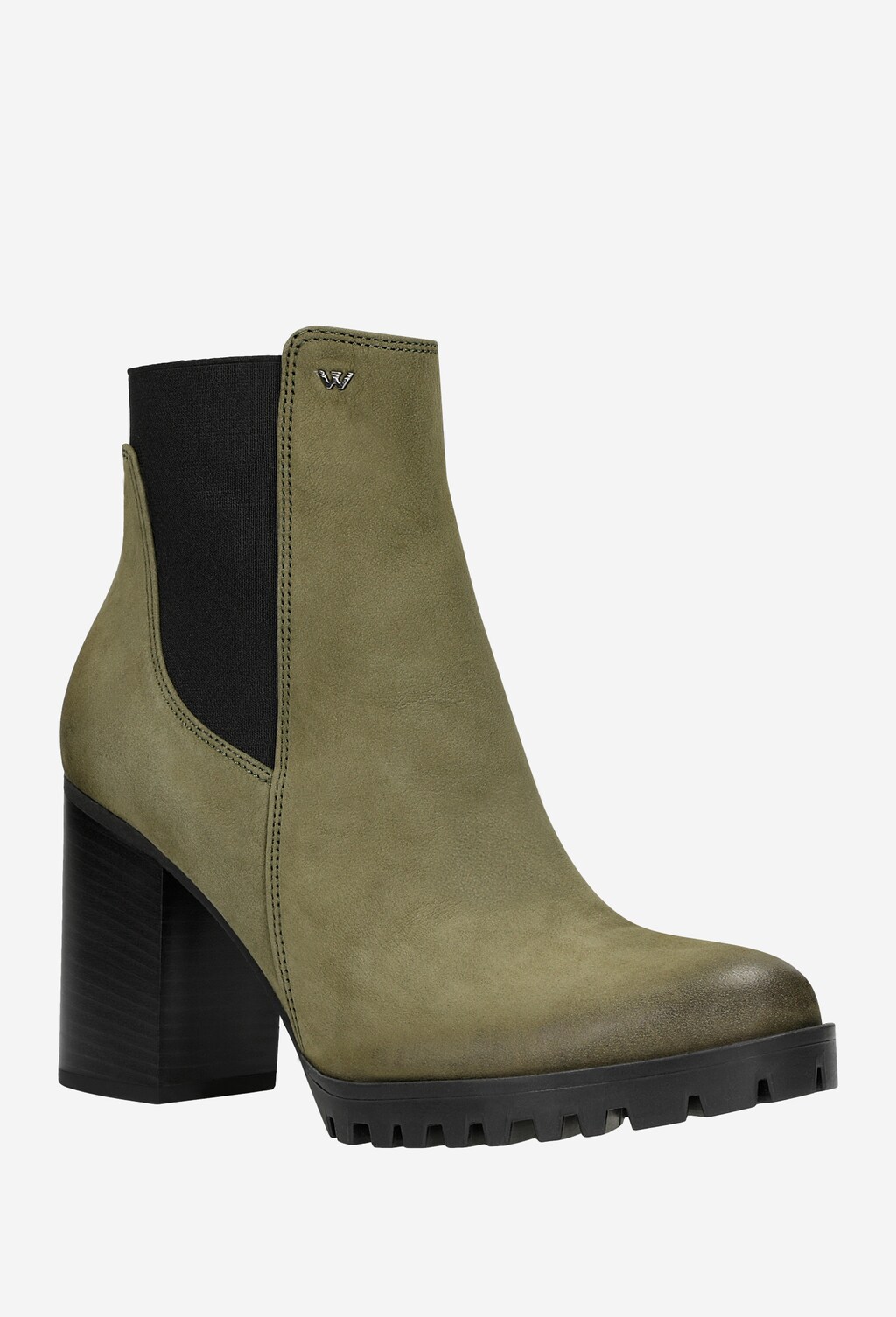 Členkové čižmy na opätku v krásnej khaki farbe 55095-87 Widok 3