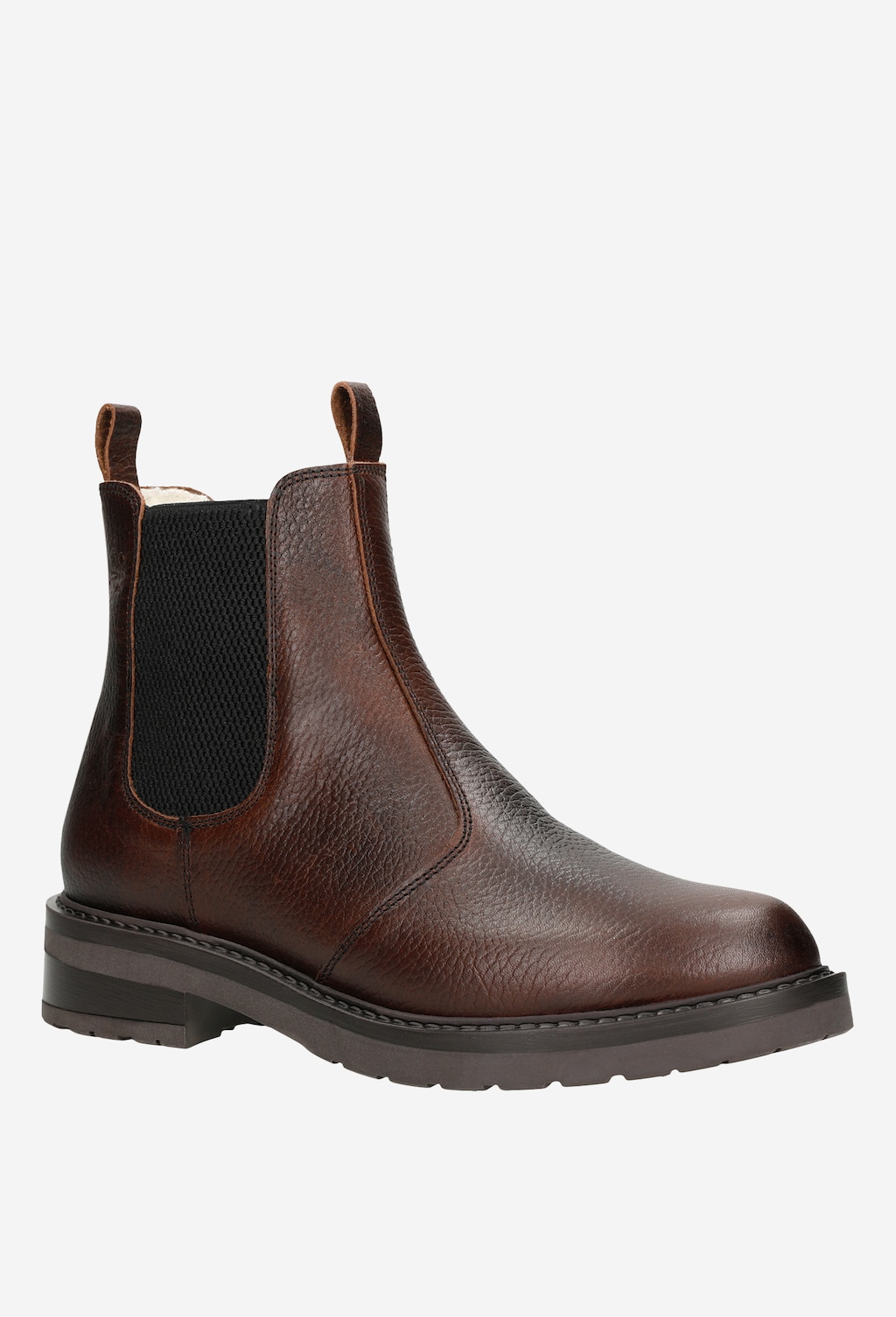 Hnedé členkové topánky z lícovej kože a so zateplením z vlny 55093-53 Widok 3