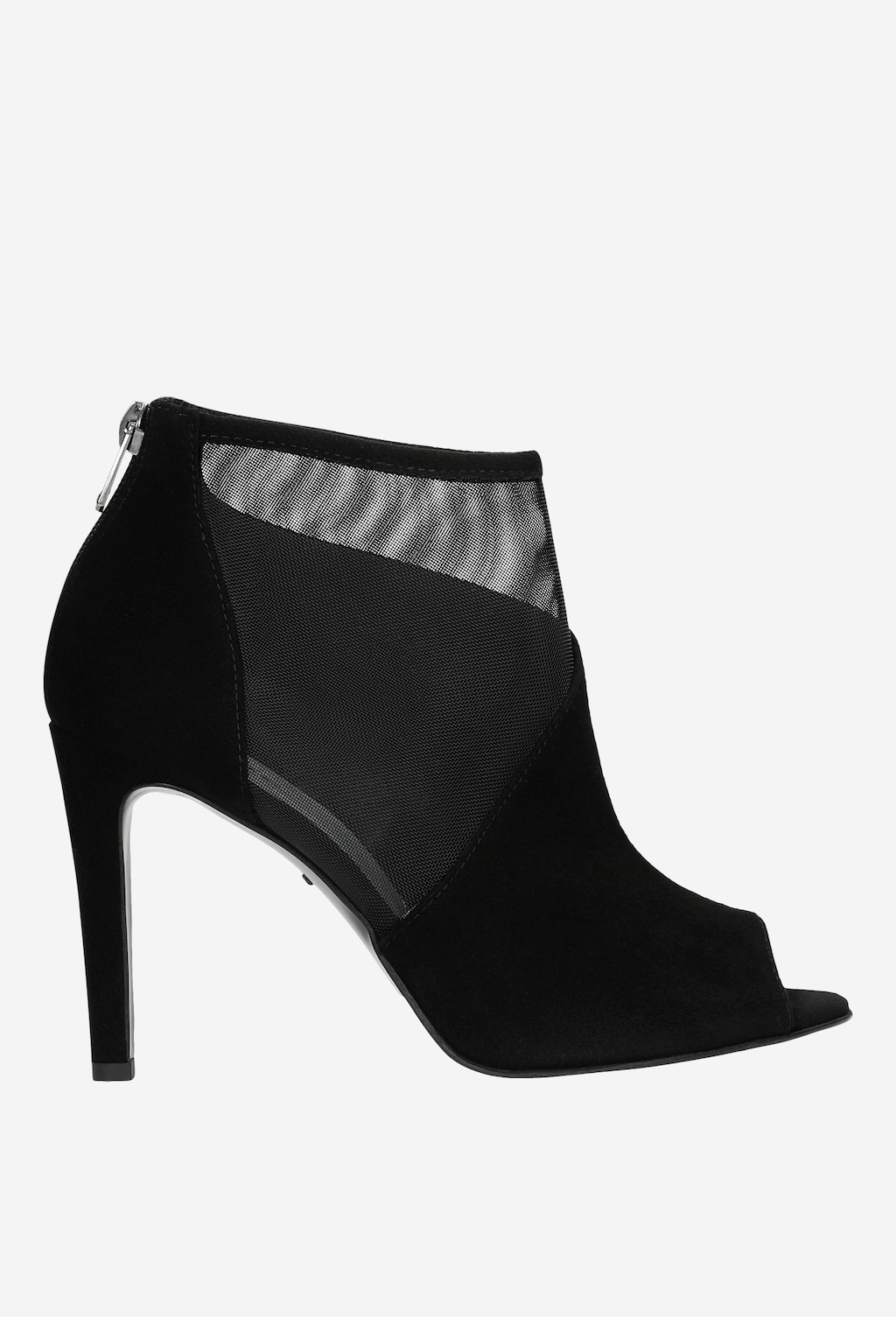 Čierne členkové topánky so sieťovinou na vysokom podpätku 55091-61 Widok 1