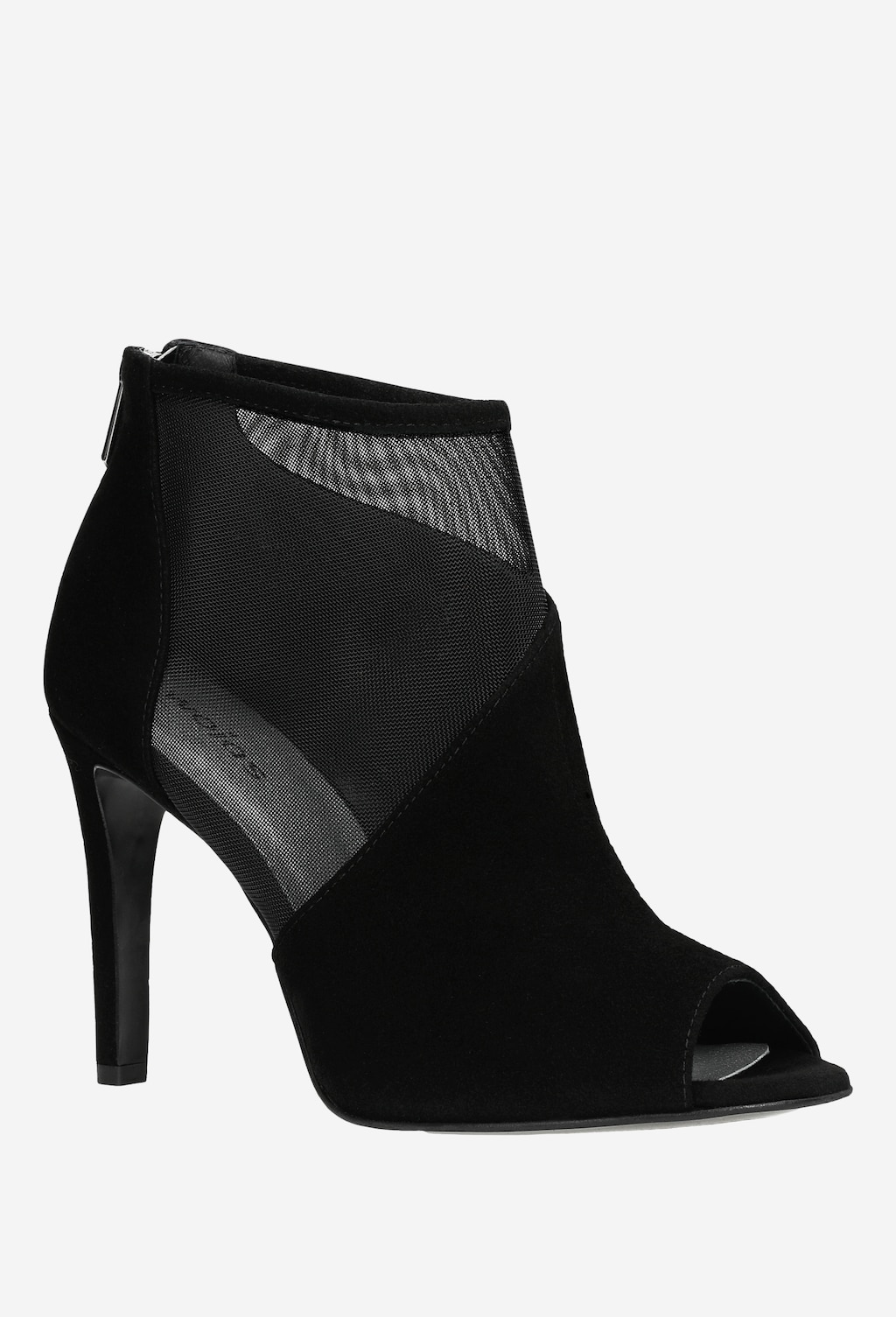 Čierne členkové topánky so sieťovinou na vysokom podpätku 55091-61 Widok 2