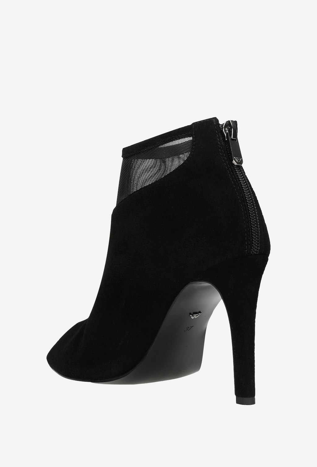 Čierne členkové topánky so sieťovinou na vysokom podpätku 55091-61 Widok 3