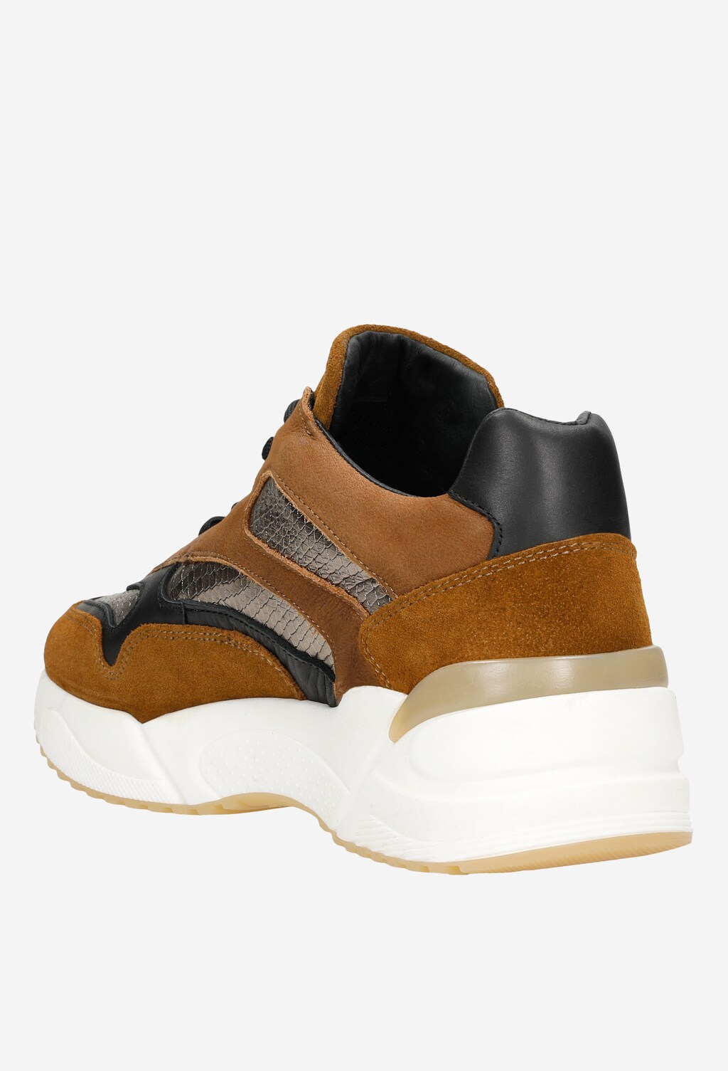 Brązowe sneakersy damskie ze złotymi i czarnymi elementami 46067-83 Widok 3