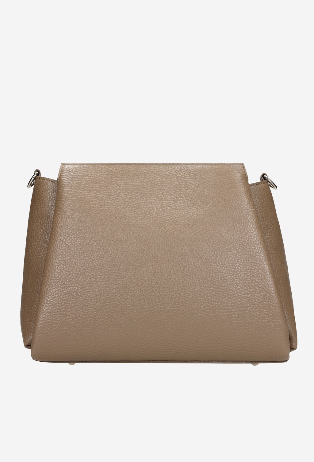 Elegancka beżowa torebka damska Wojas model 80106-54 ze skóry licowej o minimalistycznym designie, z widocznymi metalowymi elementami do przypięcia paska.