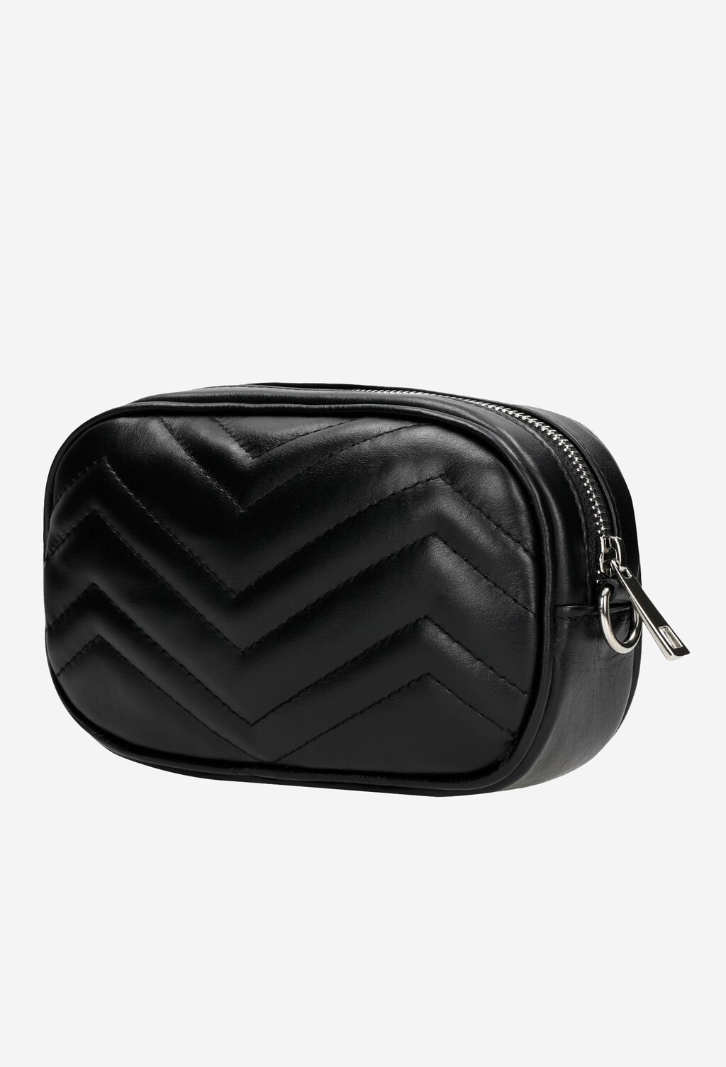 Czarna saszetka z pikowaną w jodełkę skórą licową 80100-51 Widok 2