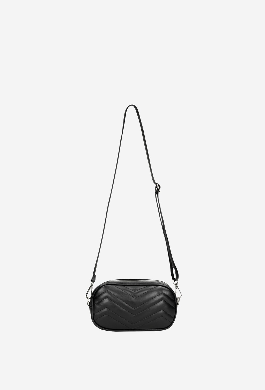 Czarna saszetka z pikowaną w jodełkę skórą licową 80100-51 Widok 4