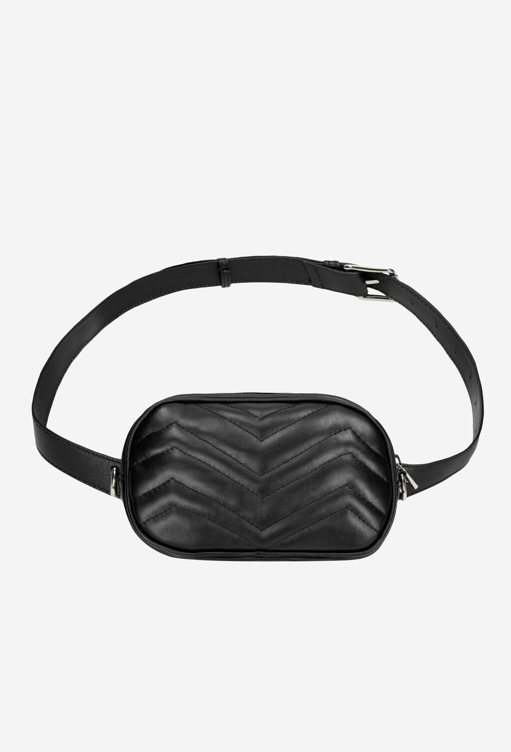 Czarna saszetka z pikowaną w jodełkę skórą licową 80100-51 Widok 5