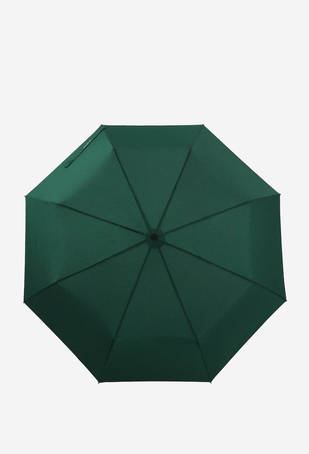 Elegancki zielony składany parasol Wojas model 96704-17, widok z góry ukazujący ośmiokątny kształt czaszy w intensywnym zielonym kolorze.