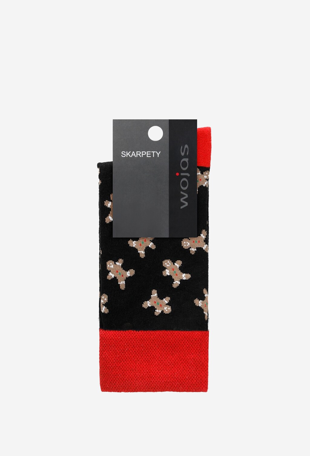 Czarno-czerwone skarpety z motywem piernikowego ludzika 97017-81 Widok 2