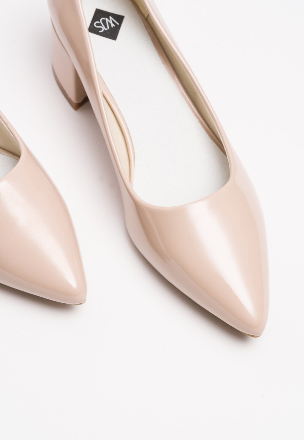 WJS beżowe czółenka na niskim słupku WJS35004-34 Widok 5