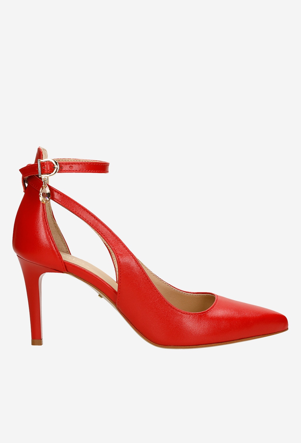 Czerwone szpilki damskie ze skóry licowej 9361-55 Widok 1