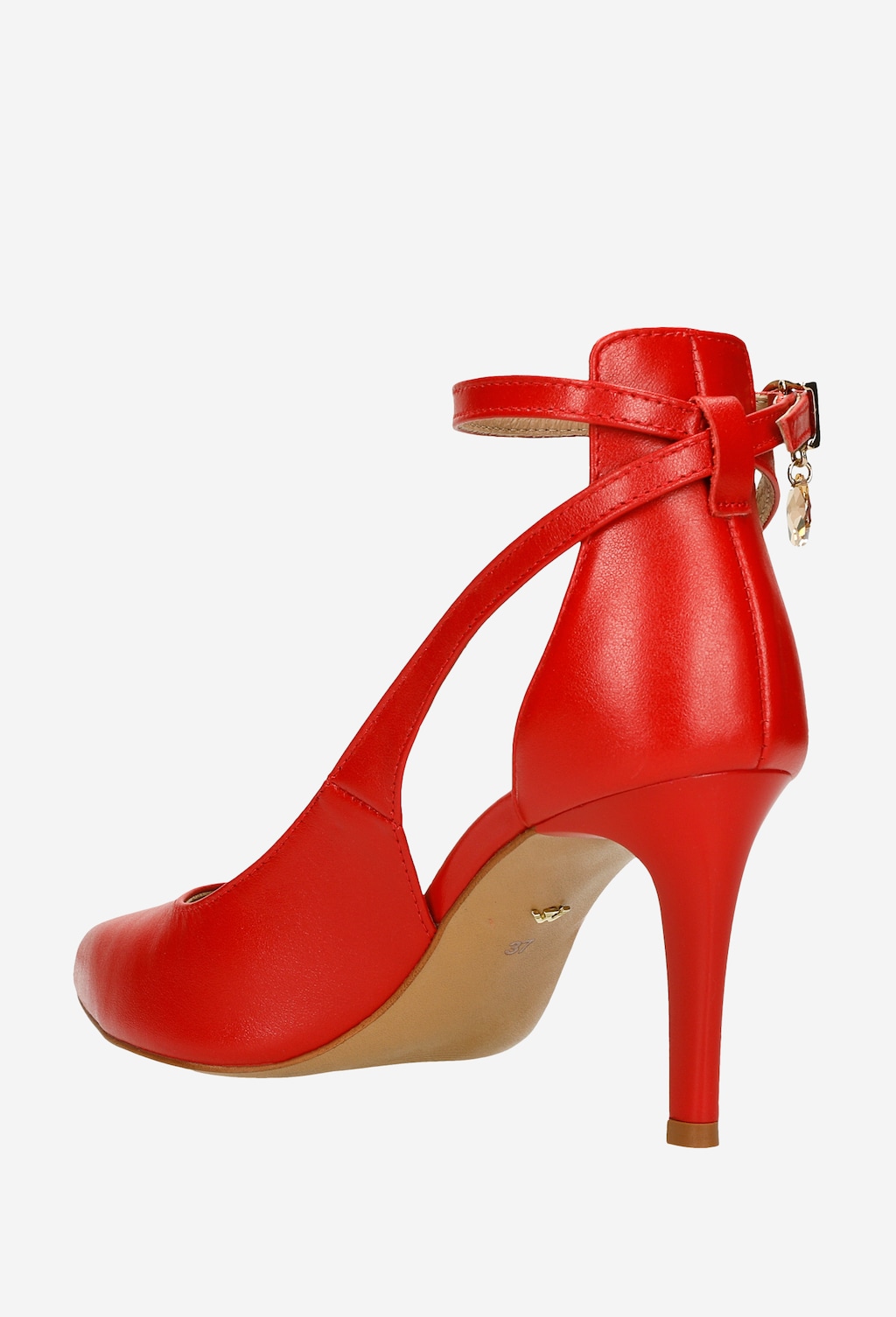Czerwone szpilki damskie ze skóry licowej 9361-55 Widok 3