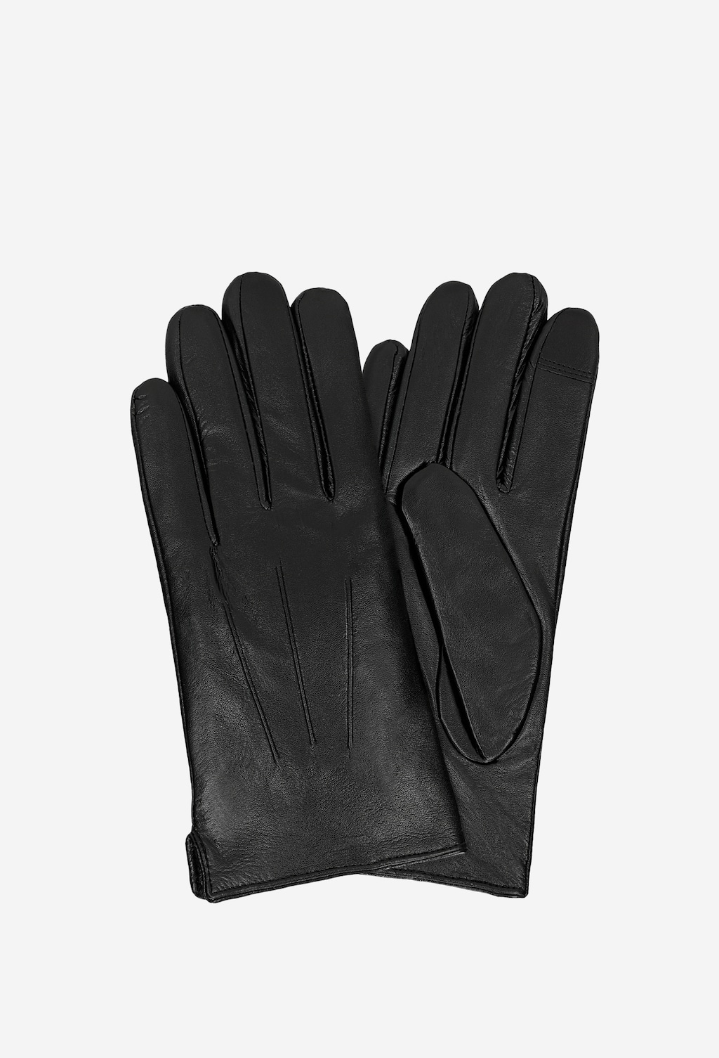 Eleganckie czarne rękawiczki męskie ze skóry naturalnej marki Wojas, model 98117-51, z charakterystycznymi przeszyciami na wierzchniej stronie dłoni.