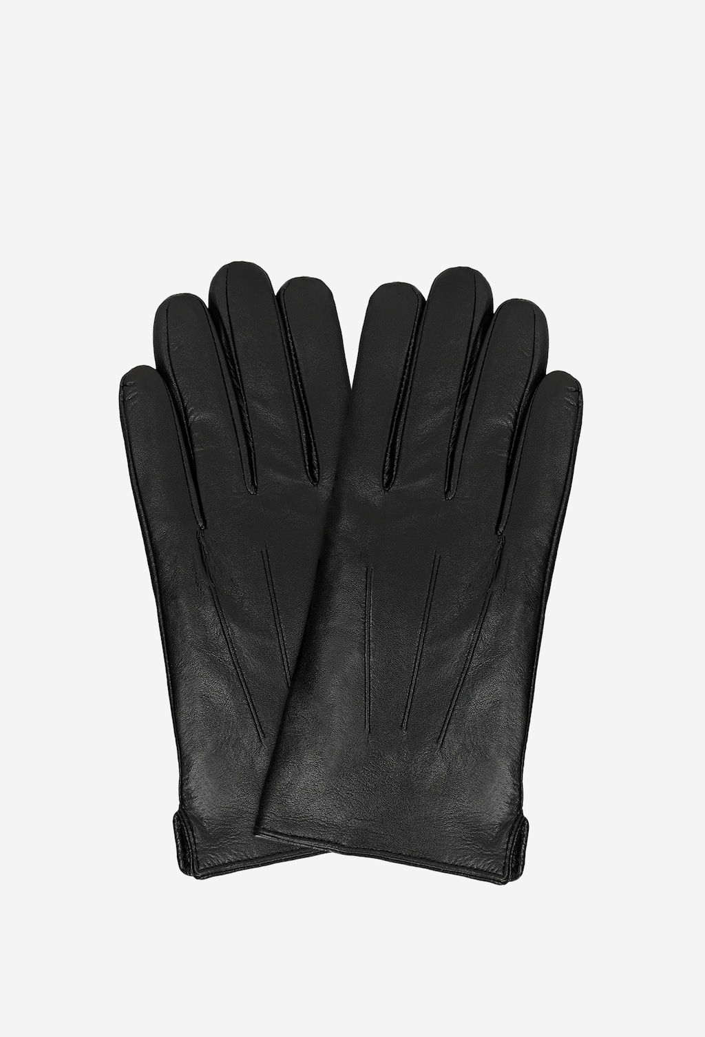 Eleganckie czarne skórzane rękawiczki męskie Wojas model 98117-51, wykonane z naturalnej skóry, z delikatnymi przeszyciami i klasycznym krojem.
