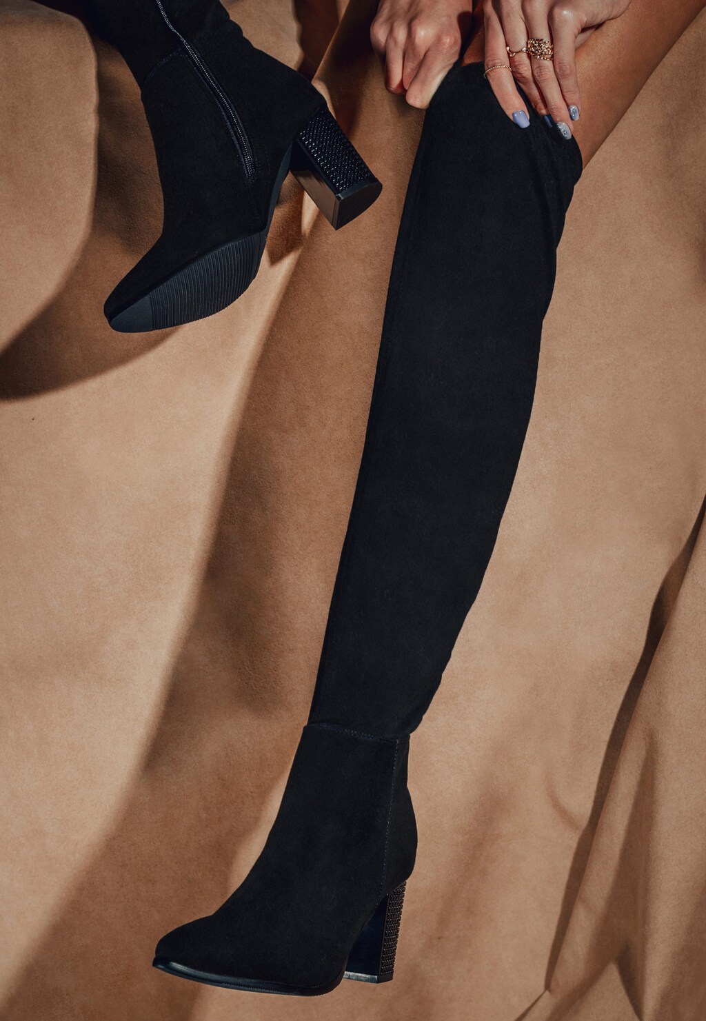 WJS czarne kozaki damskie z ozdobnym obcasem WJS45001-41 Widok 1