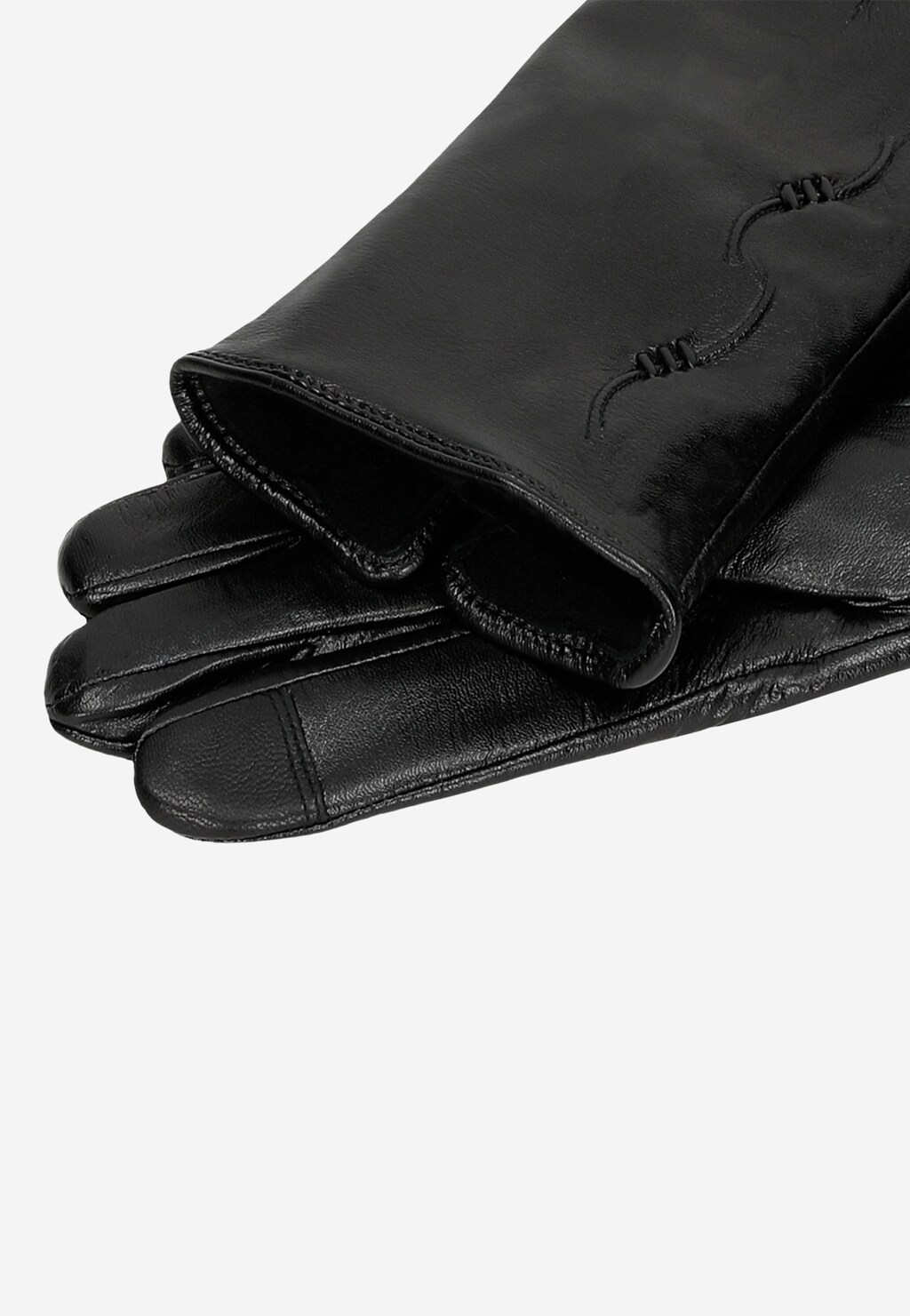 Čierne dámske kožené rukavice s jednoduchým detailom 98119-51 Widok 3