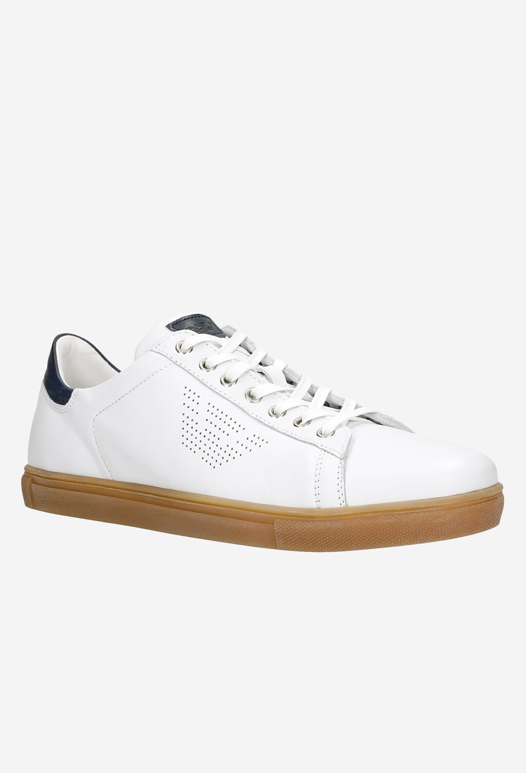 Białe trampki z granatowymi elementami 10076-59 Widok 3