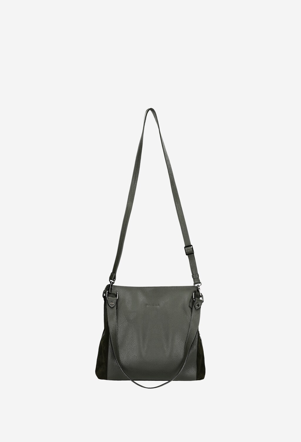 Duża zielona torebka damska ze skóry licowej i weluru 9859-77 Widok 4