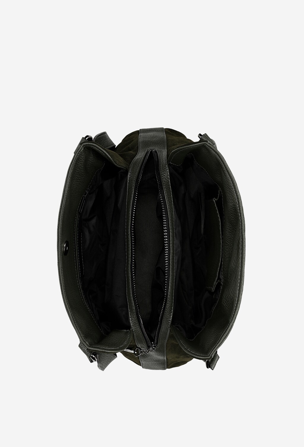 Duża zielona torebka damska ze skóry licowej i weluru 9859-77 Widok 5