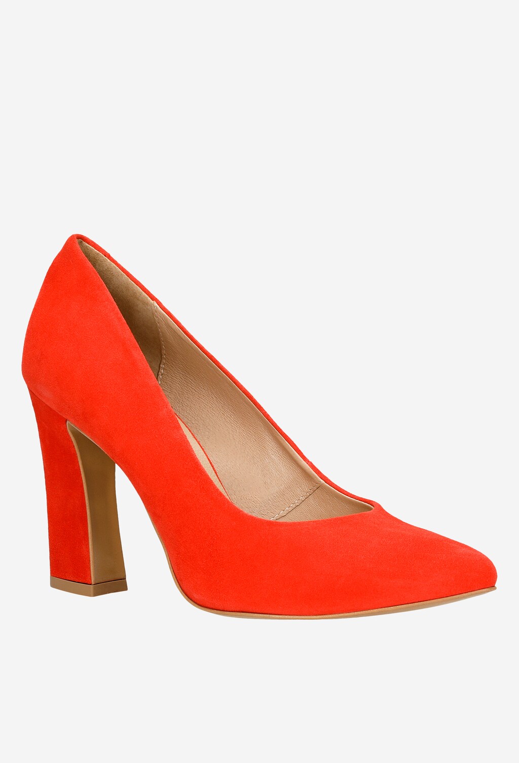 Koralowe czółenka damskie z weluru 35013-65 Widok 3