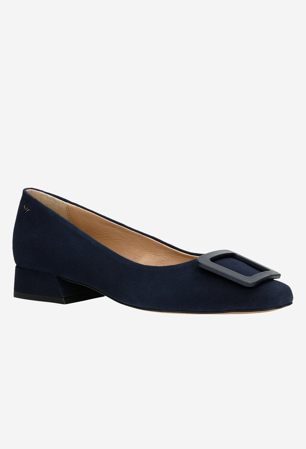 Nízke lodičky z velúrovej kože v tmavomodrom prevedení 35069-66 Widok 3