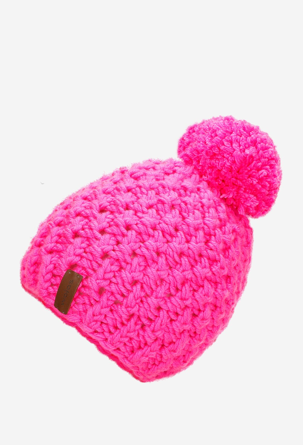 HANDMADE czapka damska neonowy róż 96005-15 Widok 2