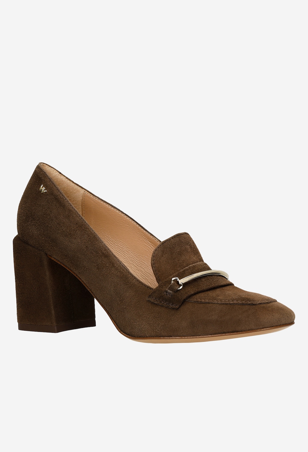 Brązowe mokasyny damskie na obcasie 46072-62 Widok 3