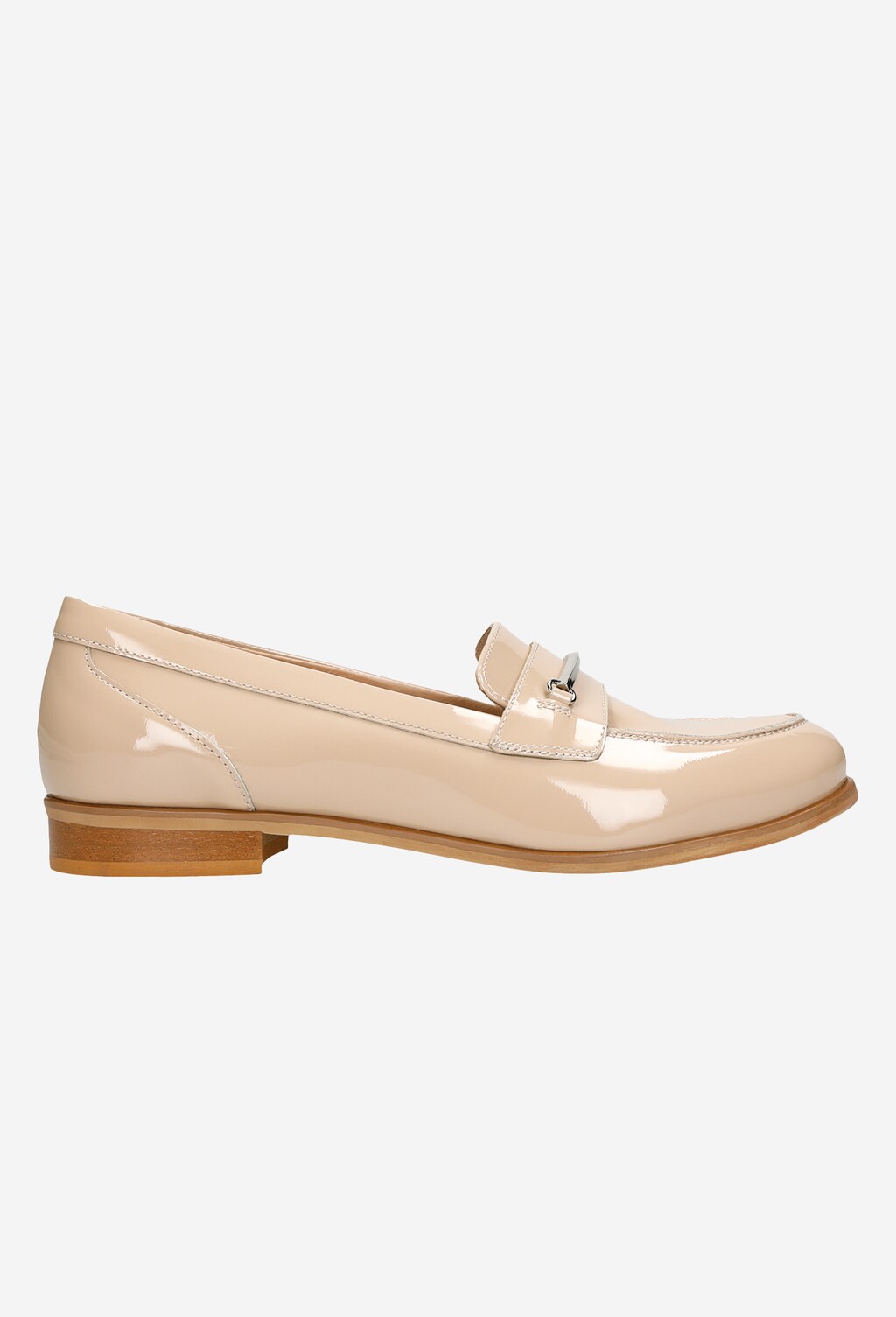 Lakované béžové dámske mokasíny z pravej kože 46074-34 Widok 2