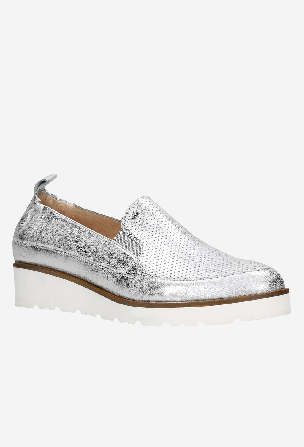 Srebrne loafersy damskie na białej podeszwie 46008-59 Widok 3