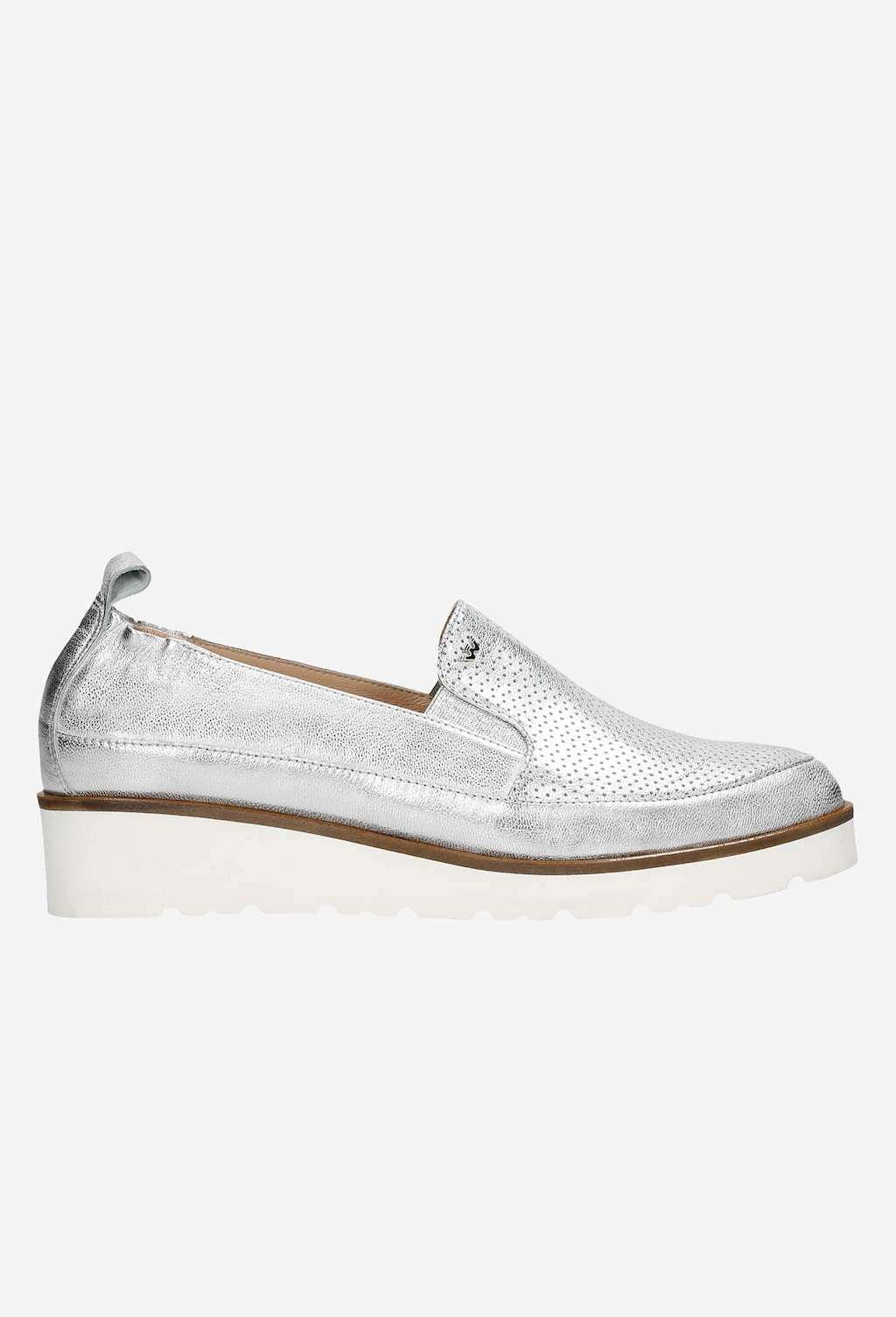 Srebrne loafersy damskie na białej podeszwie 46008-59 Widok 2