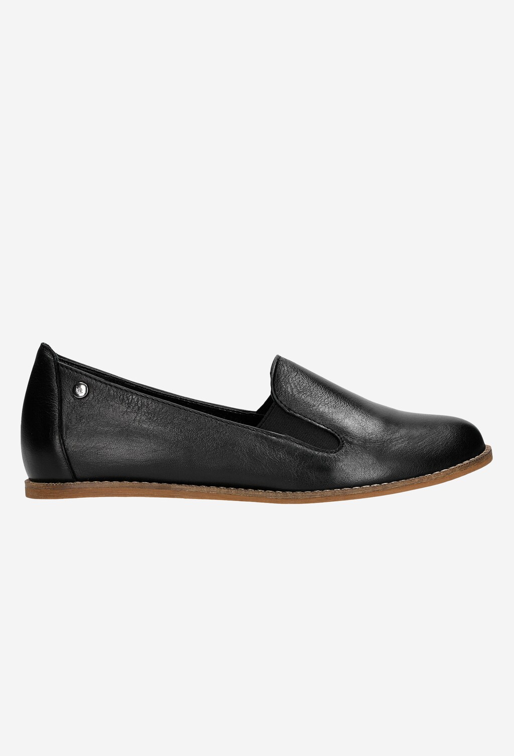 Czarne loafersy damskie z brązową podeszwą 46024-50 Widok 2