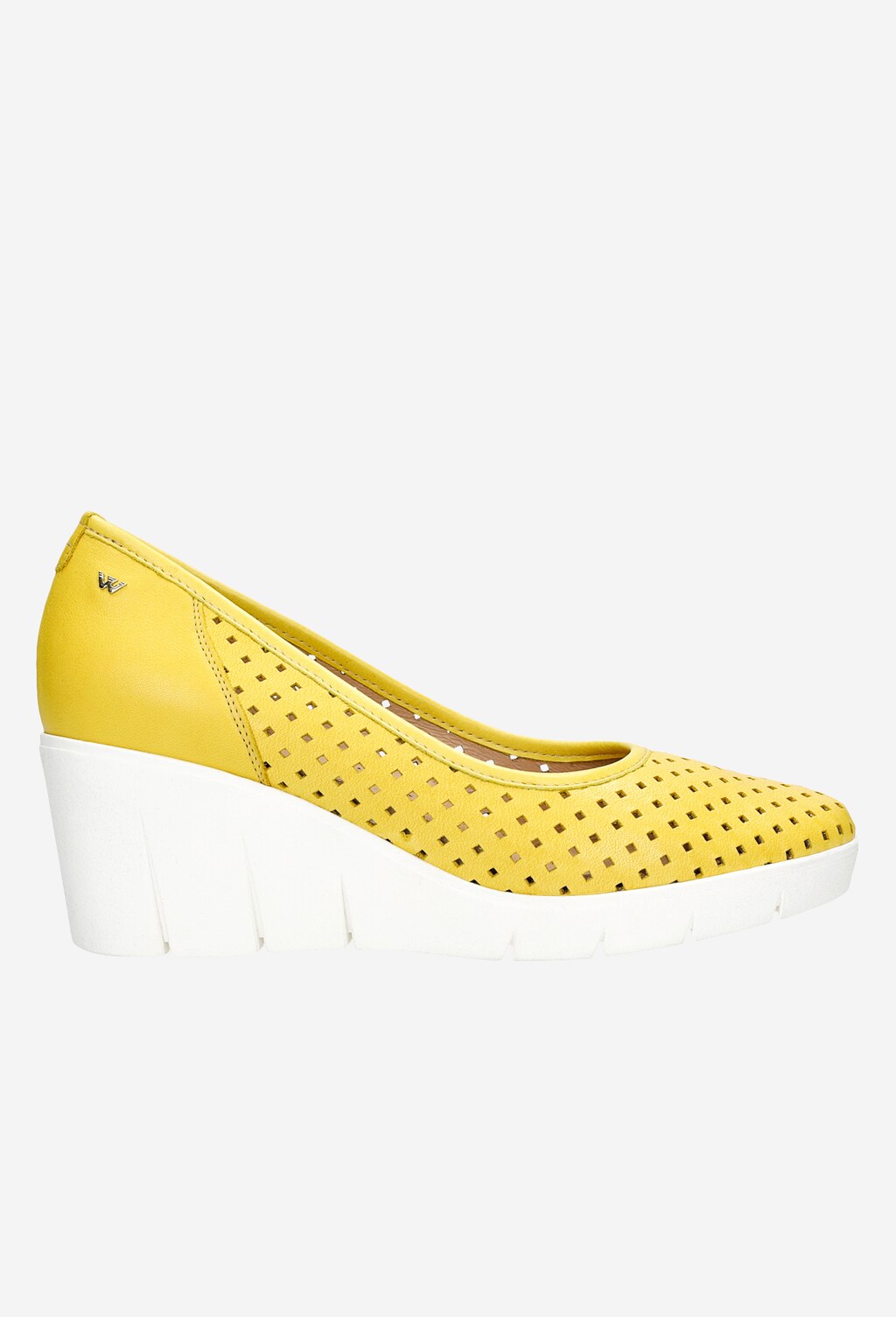 Žlté dámske lodičky z lícovej kože a s klinovým podpätkom 46082-58 Widok 2