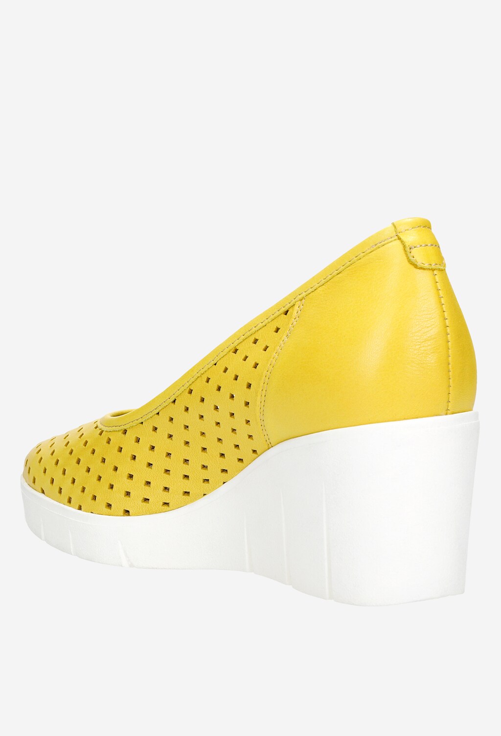Žlté dámske lodičky z lícovej kože a s klinovým podpätkom 46082-58 Widok 4