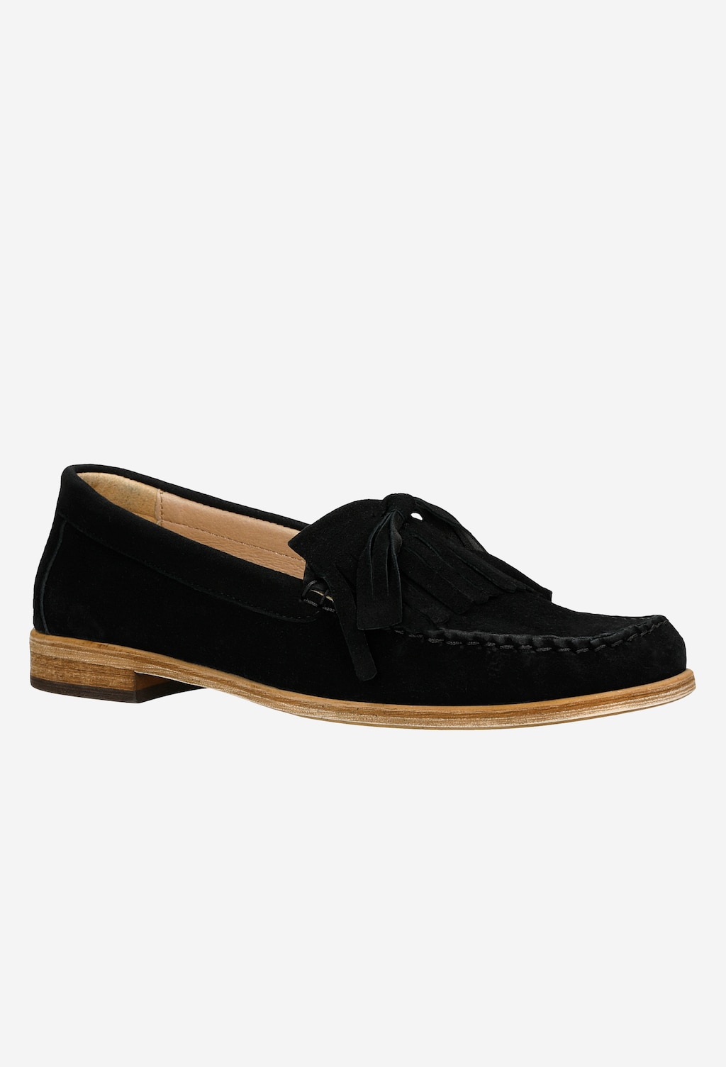 Klasické čierne mokasíny dámske z velúrovej kože 46025-61 Widok 2