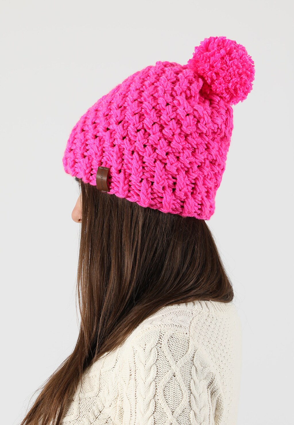 HANDMADE czapka damska neonowy róż 96005-15 Widok 1