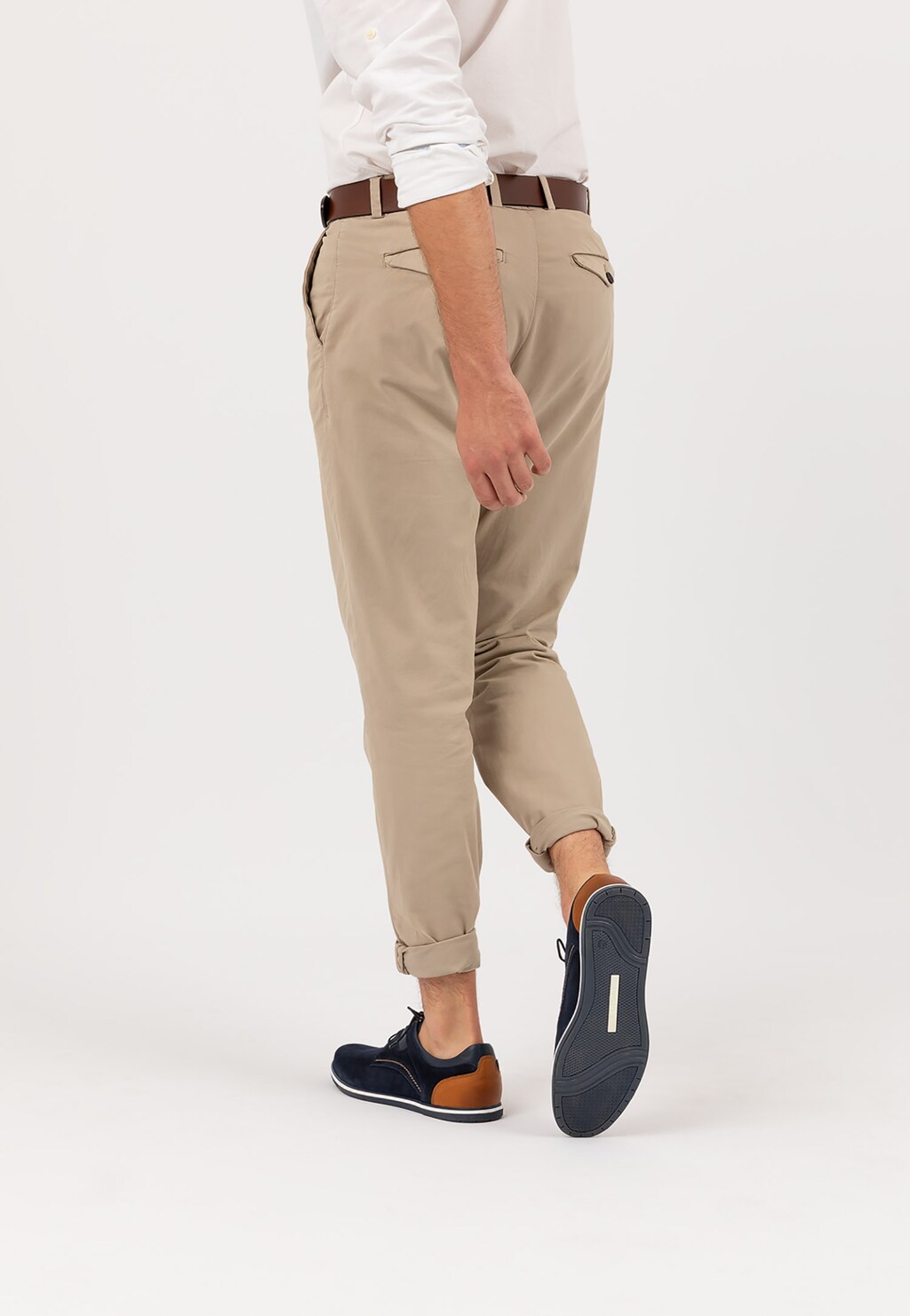 Wygodne granatowe półbuty z brązową wstawką 10027-76 Widok 1